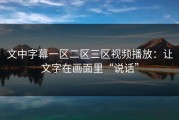 文中字幕一区二区三区视频播放：让文字在画面里“说话”