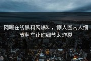 网曝在线黑料网爆料，惊人圈内人细节翻车让你细节太炸裂