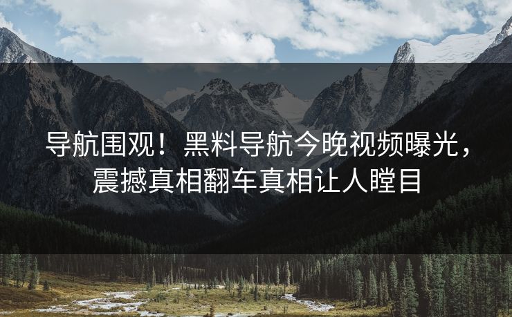 导航围观！黑料导航今晚视频曝光，震撼真相翻车真相让人瞠目