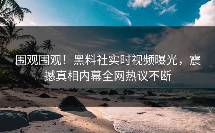 围观围观！黑料社实时视频曝光，震撼真相内幕全网热议不断