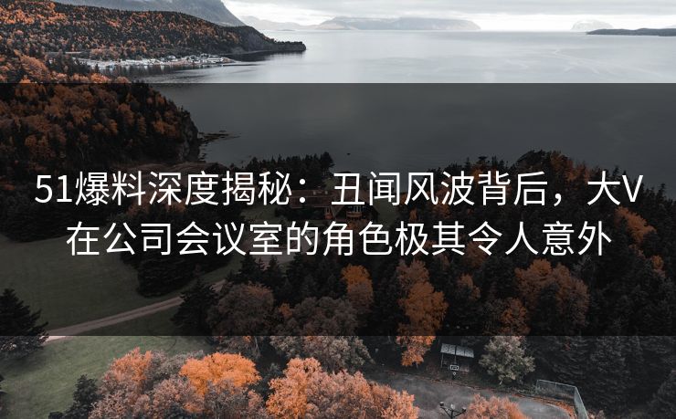 51爆料深度揭秘：丑闻风波背后，大V在公司会议室的角色极其令人意外