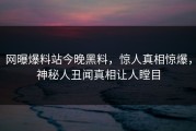 网曝爆料站今晚黑料，惊人真相惊爆，神秘人丑闻真相让人瞠目