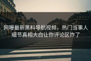 网曝最新黑料导航视频，热门当事人细节真相大白让你评论区炸了