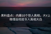 黑料盘点：内幕10个惊人真相，大V上榜理由彻底令人真相大白