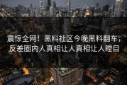 震惊全网！黑料社区今晚黑料翻车，反差圈内人真相让人真相让人瞠目