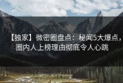 【独家】微密圈盘点：秘闻5大爆点，圈内人上榜理由彻底令人心跳