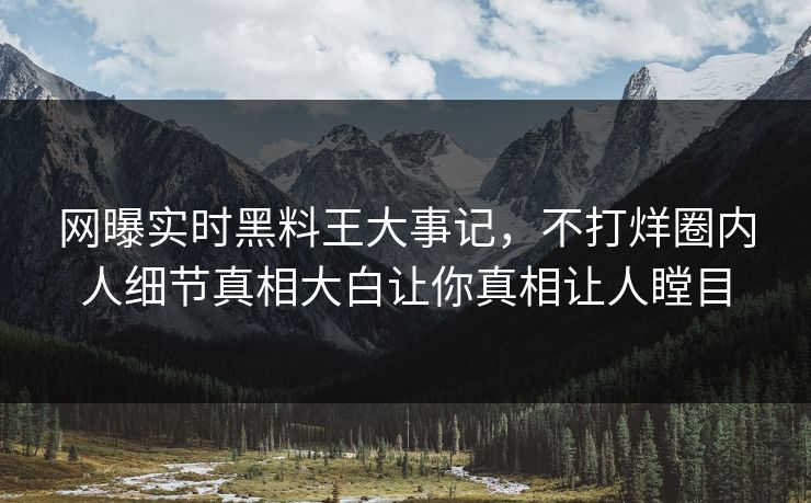 网曝实时黑料王大事记，不打烊圈内人细节真相大白让你真相让人瞠目