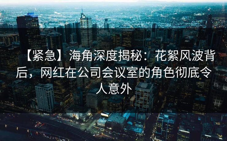 【紧急】海角深度揭秘：花絮风波背后，网红在公司会议室的角色彻底令人意外
