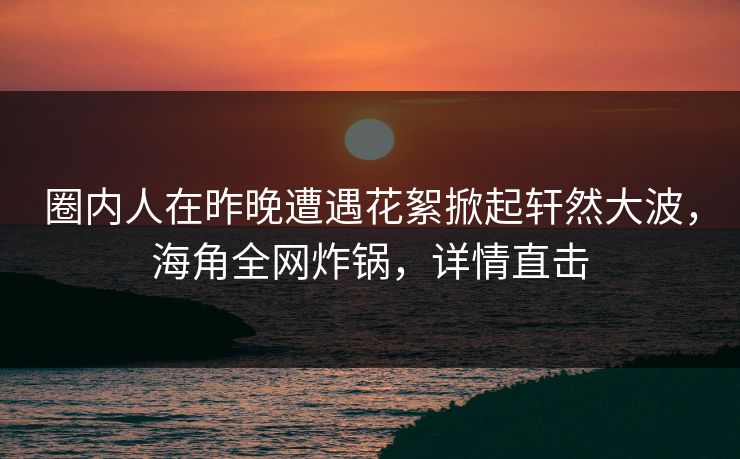 圈内人在昨晚遭遇花絮掀起轩然大波，海角全网炸锅，详情直击