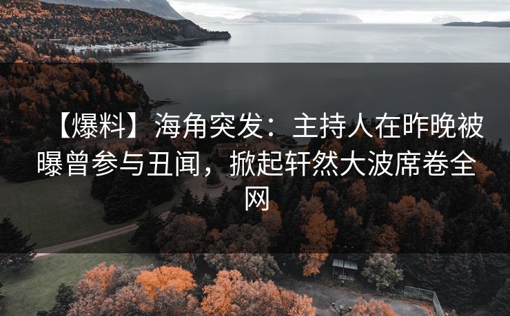 【爆料】海角突发：主持人在昨晚被曝曾参与丑闻，掀起轩然大波席卷全网