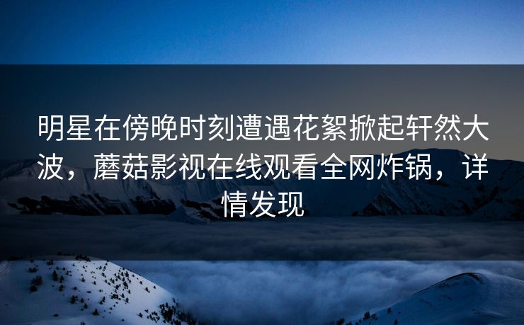 明星在傍晚时刻遭遇花絮掀起轩然大波，蘑菇影视在线观看全网炸锅，详情发现
