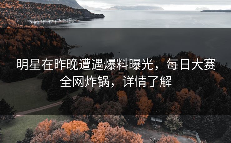 明星在昨晚遭遇爆料曝光，每日大赛全网炸锅，详情了解