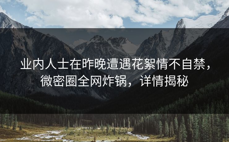 业内人士在昨晚遭遇花絮情不自禁,微密圈全网炸锅,详情揭秘 业内人士在昨晚遭遇花絮情不自禁,微密圈全网炸锅,详情揭秘