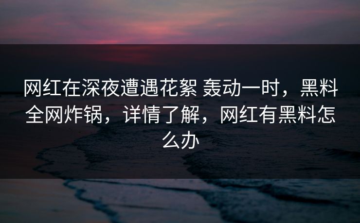 网红在深夜遭遇花絮 轰动一时,黑料全网炸锅,详情了解,网红有黑料怎么办 网红在深夜遭遇花絮 轰动一时,黑料全网炸锅,详情了解,网红有黑料怎么办